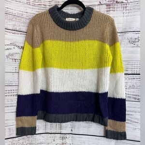 Cloth By RD Sweater Womens SZ M Crew Neck Chunky Knit Bold Striped Pullover Boxy